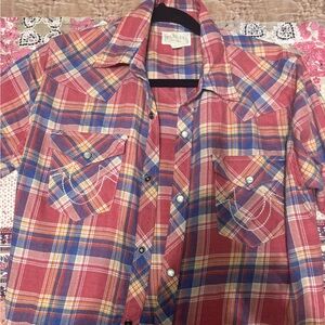 Vintage True Religion Red and Blue Plaid Shirt- Western Vibe!!!